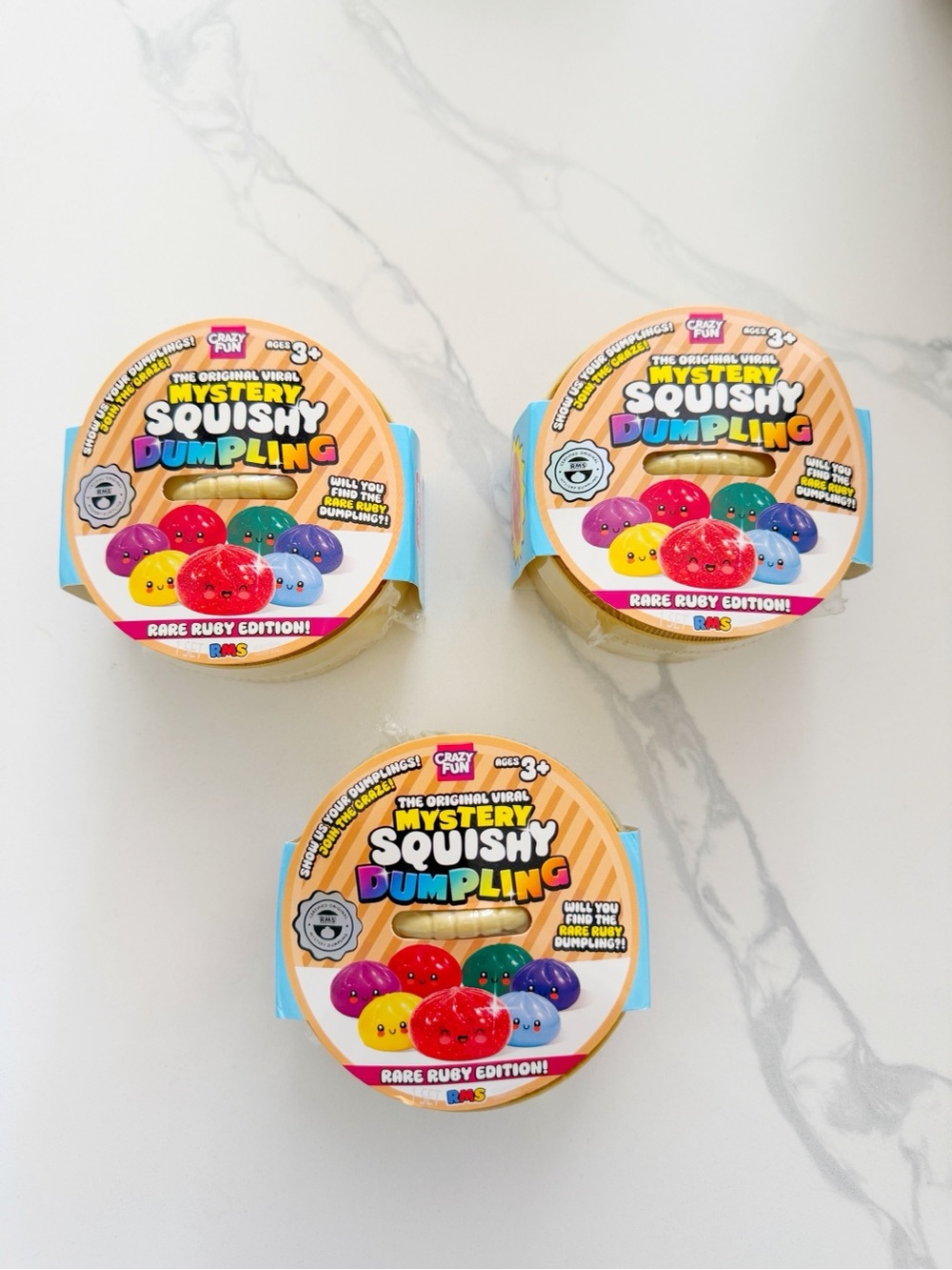 Authentic RMS Mystery Squishy Dumpling Rare Ruby ❤️ Edition Set of 3 NEW SEALED